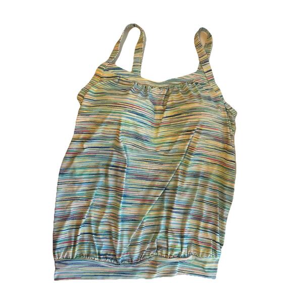 Lands' End Tankini Top Size 12 Colorful Built in Bra Swim Beach Vacation - Picture 1 of 10